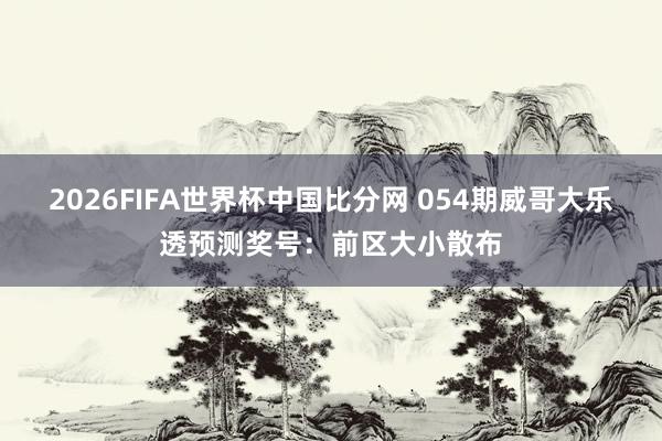 2026FIFA世界杯中国比分网 054期威哥大乐透预测奖号：前区大小散布