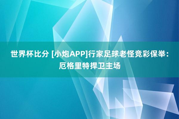 世界杯比分 [小炮APP]行家足球老怪竞彩保举：厄格里特捍卫主场