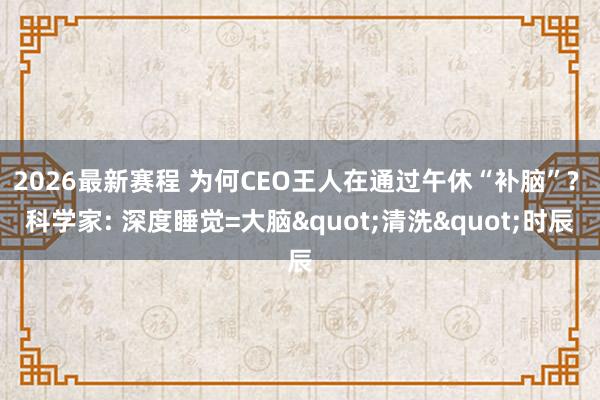 2026最新赛程 为何CEO王人在通过午休“补脑”? 科学家: 深度睡觉=大脑"清洗"时辰