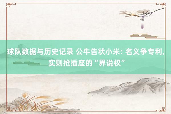 球队数据与历史记录 公牛告状小米: 名义争专利， 实则抢插座的“界说权”