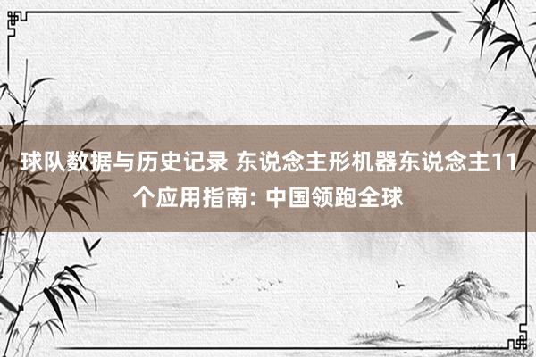 球队数据与历史记录 东说念主形机器东说念主11个应用指南: 中国领跑全球