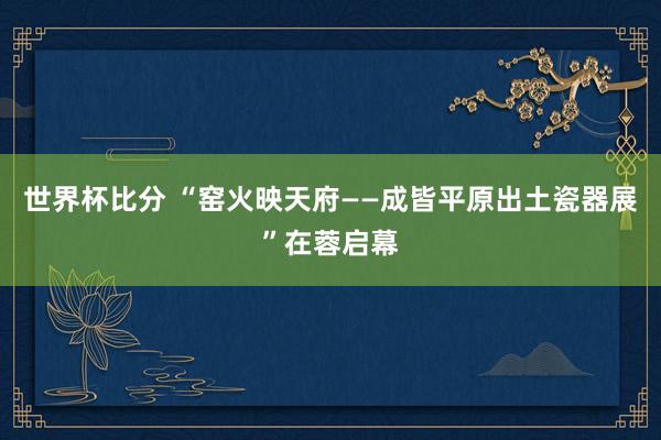世界杯比分 “窑火映天府——成皆平原出土瓷器展”在蓉启幕