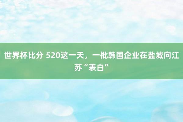 世界杯比分 520这一天，一批韩国企业在盐城向江苏“表白”