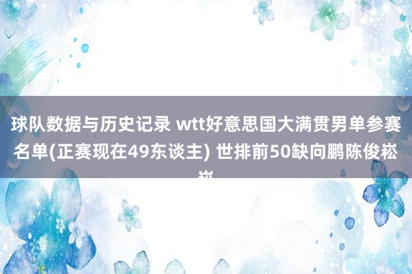 球队数据与历史记录 wtt好意思国大满贯男单参赛名单(正赛现在49东谈主) 世排前50缺向鹏陈俊崧