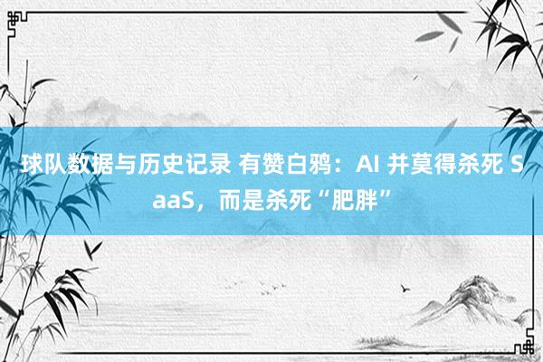球队数据与历史记录 有赞白鸦：AI 并莫得杀死 SaaS，而是杀死“肥胖”