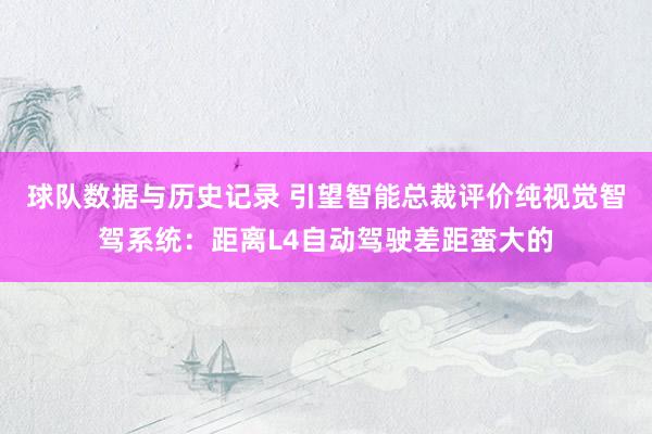 球队数据与历史记录 引望智能总裁评价纯视觉智驾系统：距离L4自动驾驶差距蛮大的