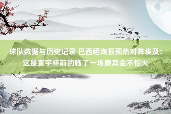 球队数据与历史记录 巴西晒海报预热对阵埃及：这是寰宇杯前的临了一场磨真金不怕火