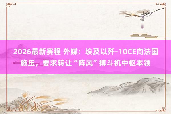 2026最新赛程 外媒：埃及以歼-10CE向法国施压，要求转让“阵风”搏斗机中枢本领
