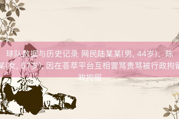 球队数据与历史记录 网民陆某某(男, 44岁)、陈某(女, 57岁), 因在荟萃平台互相詈骂责骂被行政拘留